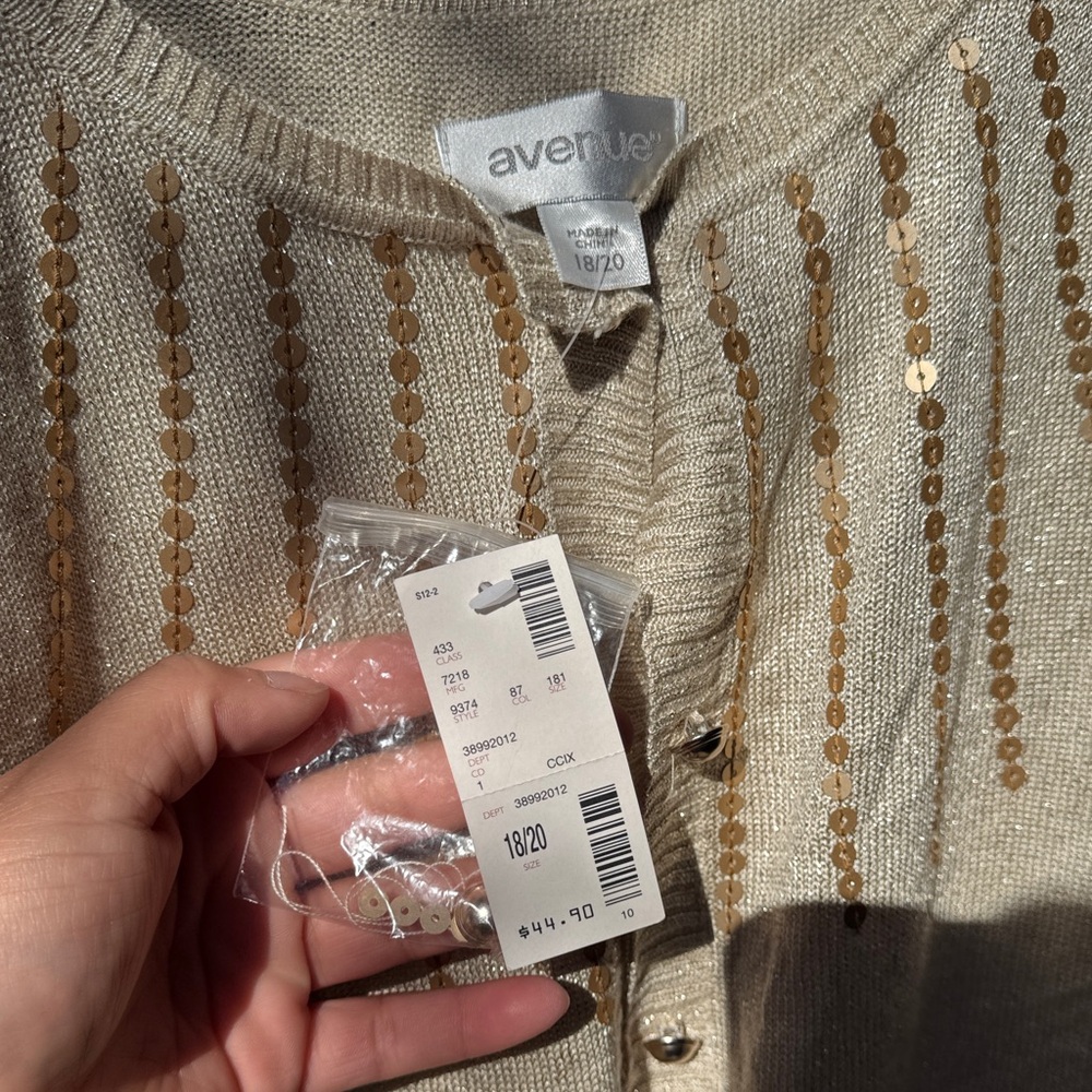 Avenue Women's Gold Sequin Cardigan